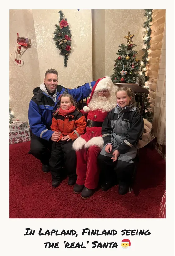 In Lapland, Finland, seeing the real Santa with family