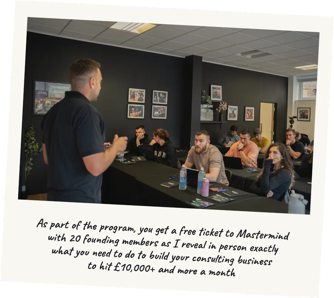 Ben presenting to a room of business owners at FMA HQ